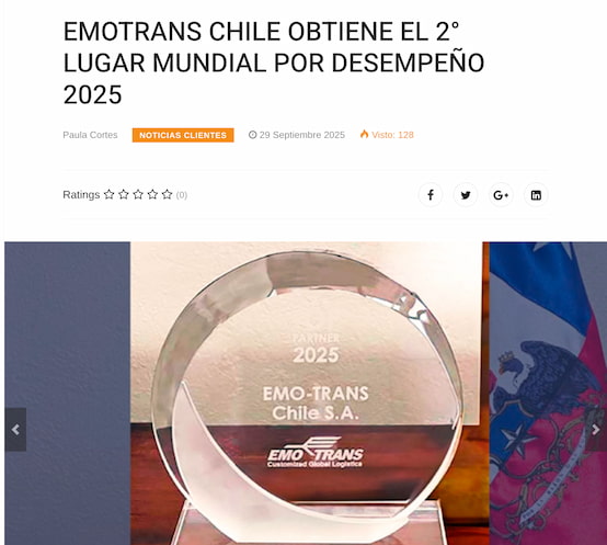 EMOTRANS Chile obtiene el 2° lugar mundial por desempeño 2025